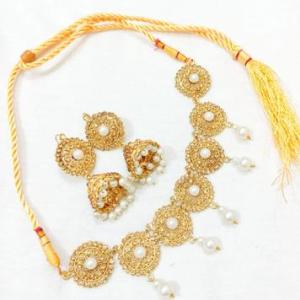 Gold Plated Pearl Choker Set with Earrings for Women – Elegant Bridal & Party Wear Jewelry Set