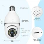360° Panoramic Security Camera Bulb – WiFi Smart Home Camera HD Indoor Surveillance with Easy Installation (White)
